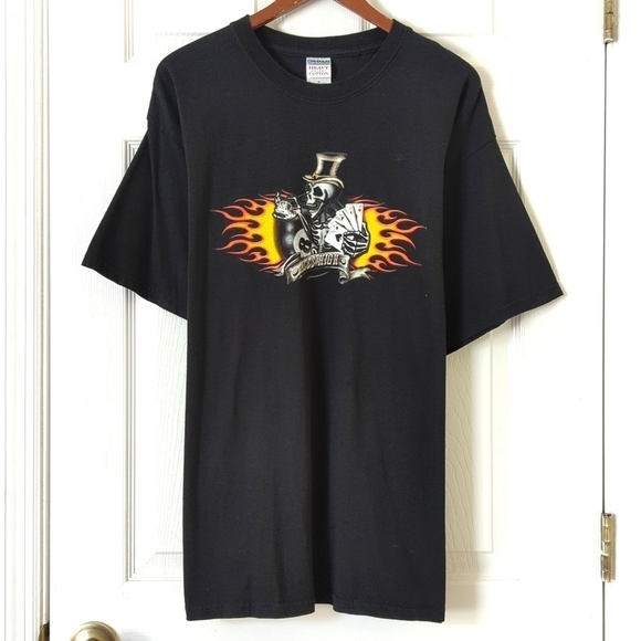Gildan Y2K Vintage Aces High Graphic Short Sleeve Crewneck T-shirt Black XL - Picture 1 of 9